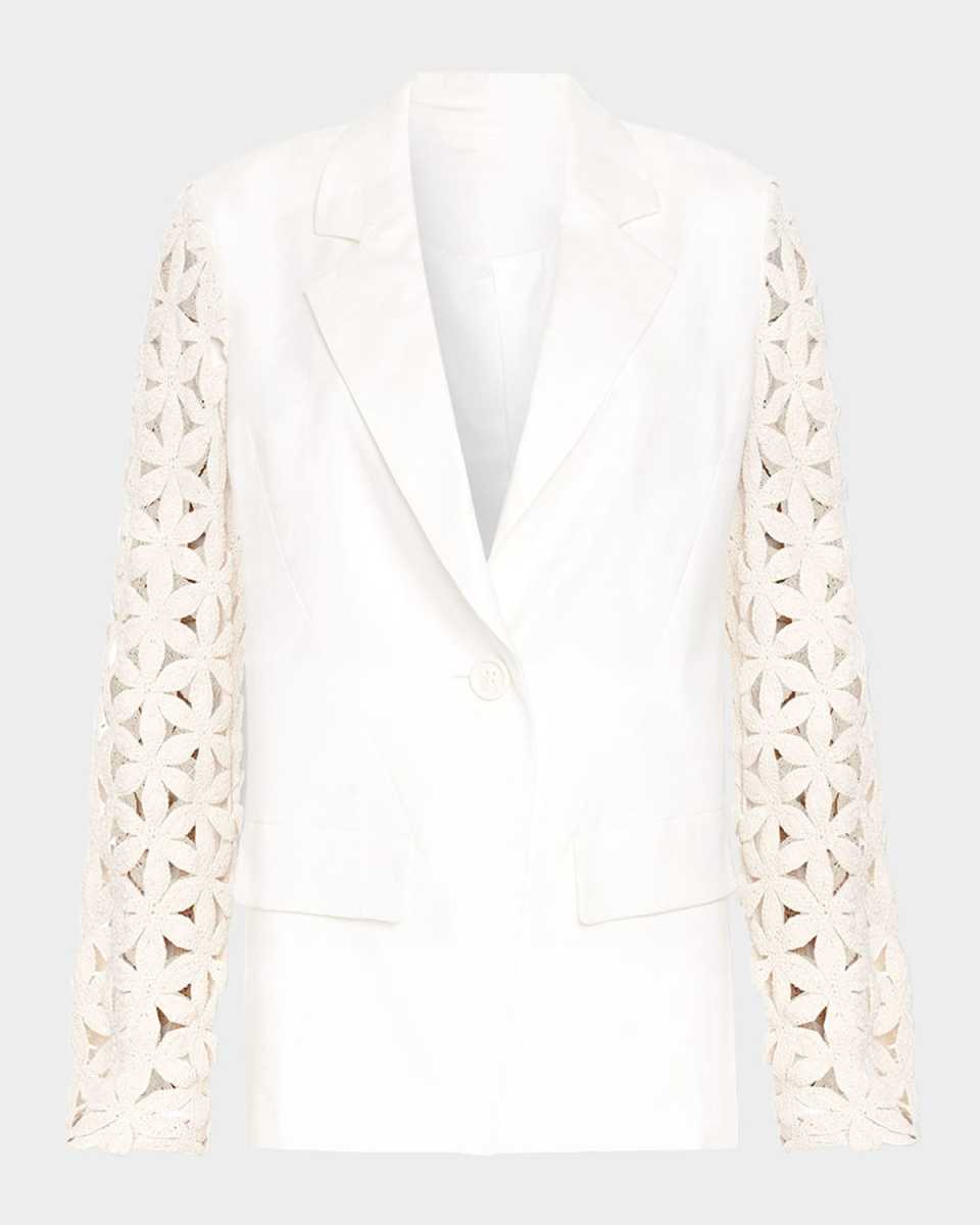 Kelsey Crochet-Sleeve Blazer